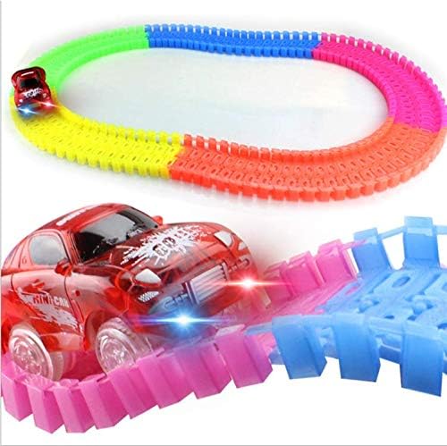 Magic Track Race Track 240 Piece+2Car Dark Racer Bend Flex Roll Glow con carro y carro (240+2Car)