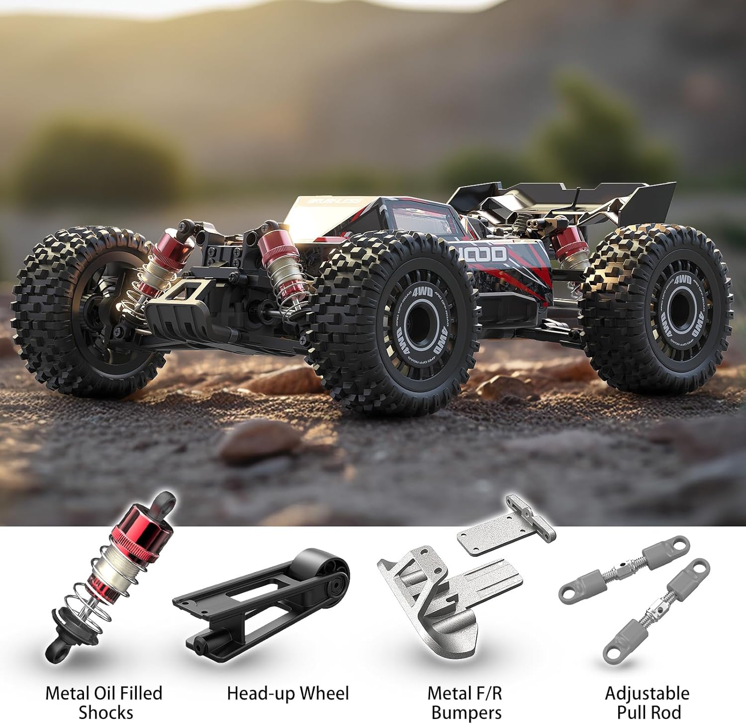 Jetwood x Hyper Go 1:16 Brushless RC Car for Adults, Max 68km/h, Fast Remote Control Car for Adult Racing, Hobby Grade Electric Remote Control Truck with 2 Batteries & DIY Shell, JC16EP Red