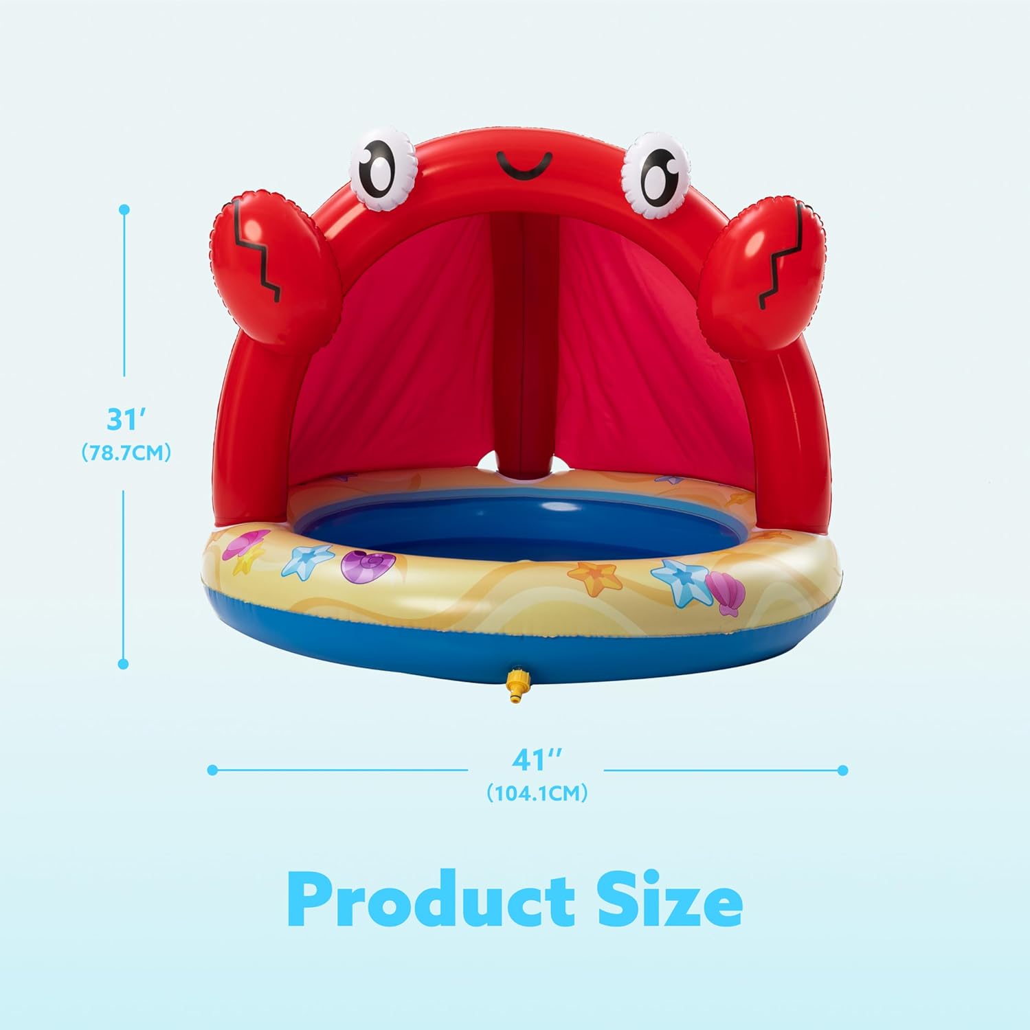 Sloosh Kiddie Pool with Canopy Baby Pool Inflatable Crab Sprinkler, Wading Pool for Learning,Children’s Sprinkler Pool,Kiddie Water Pool Toys,Outdoor Swimming Pool for Kids