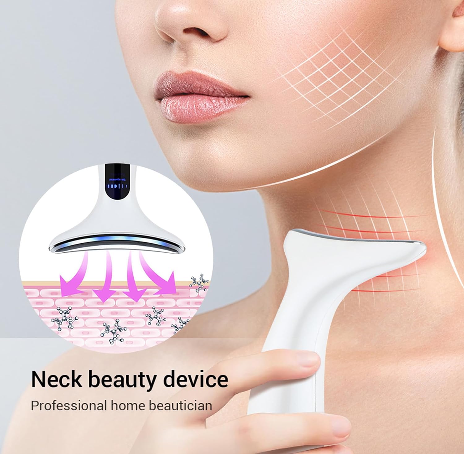 Face Massager，Anti-Wrinkle Face Device，Portable Skin Tightening Beauty Toning Device with 45 ±5°C Heat and 4 Massage Modes for SkinTightening & Neck Lifting EMS Face Toning Firming (Gradient Green)