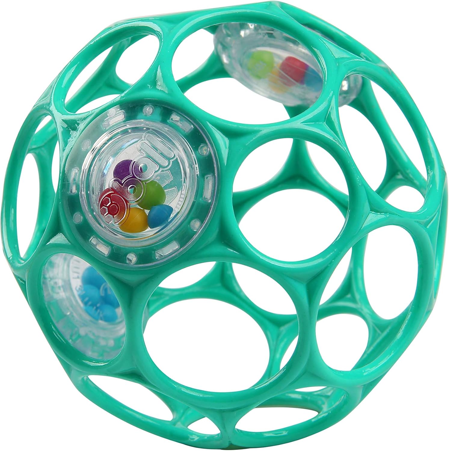 Bright Starts Oball Easy-Grasp Baby Rattle Ball in Teal, Ages Newborn and Up, Unisex, 4 Inches