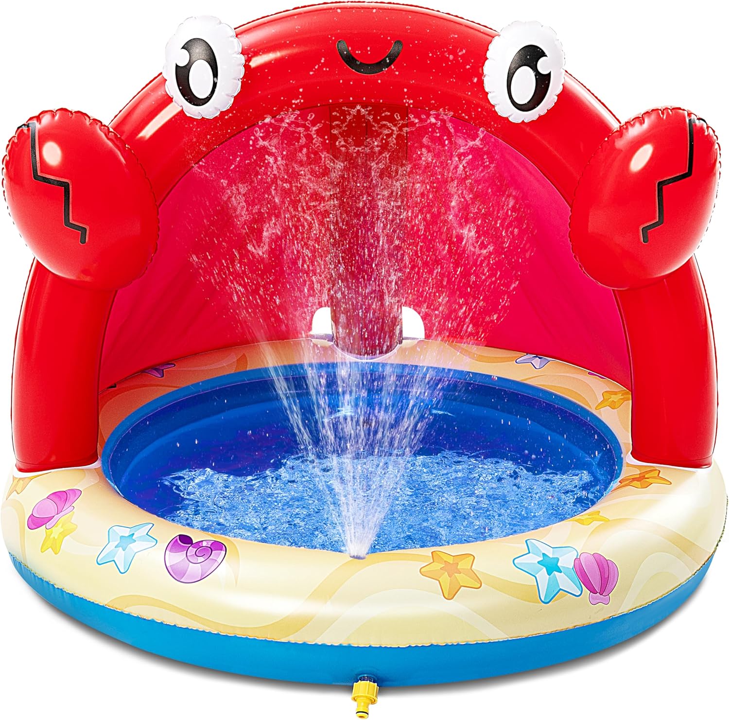 Sloosh Kiddie Pool with Canopy Baby Pool Inflatable Crab Sprinkler, Wading Pool for Learning,Children’s Sprinkler Pool,Kiddie Water Pool Toys,Outdoor Swimming Pool for Kids